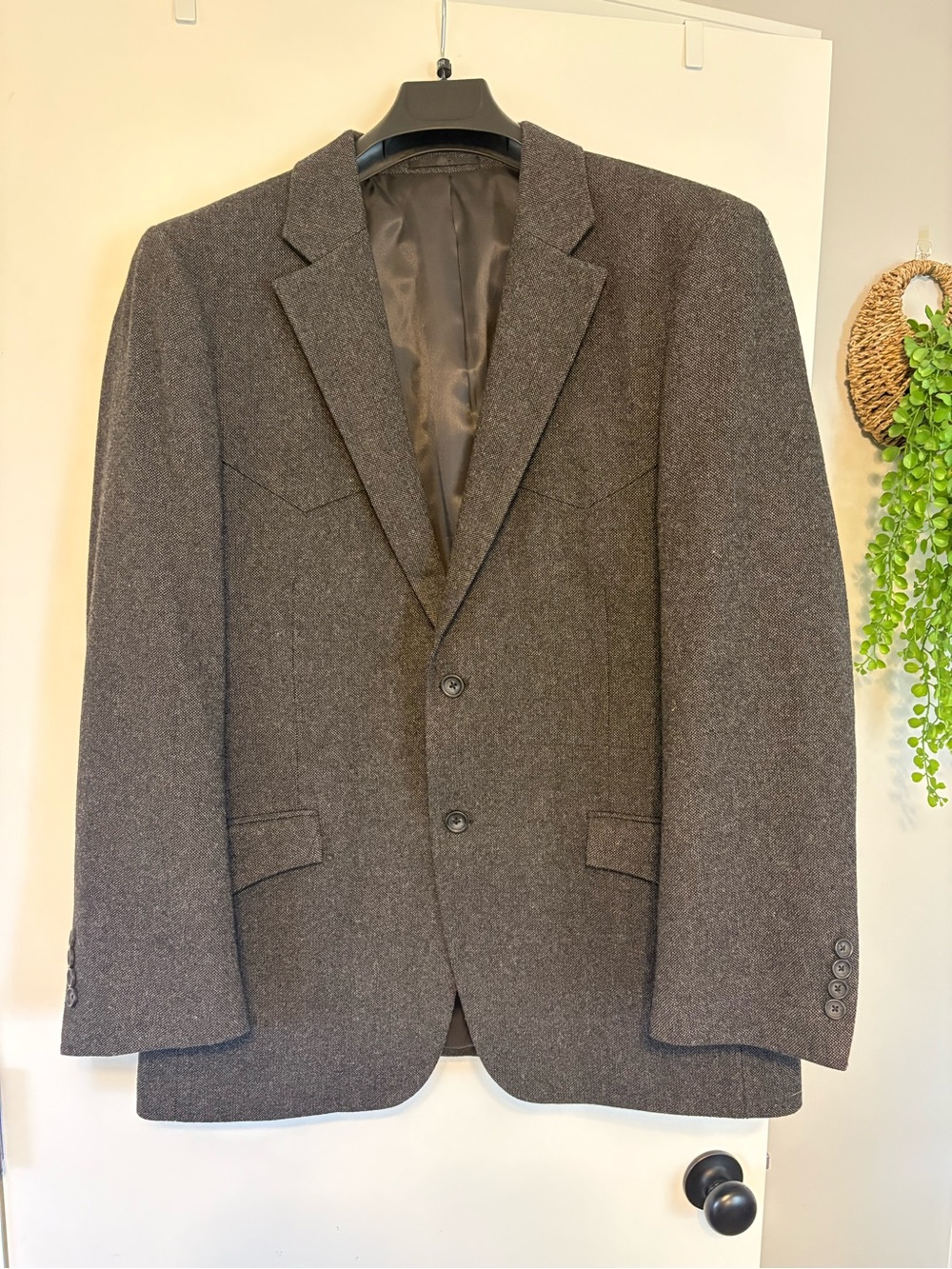 Men's Western Dark Gray Wool Blend Blazer